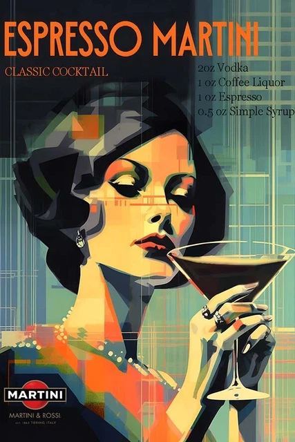 Poster Manifesto Locandina Pubblicità Stampa Vintage Aperitivo Martini 50x70 Cm.