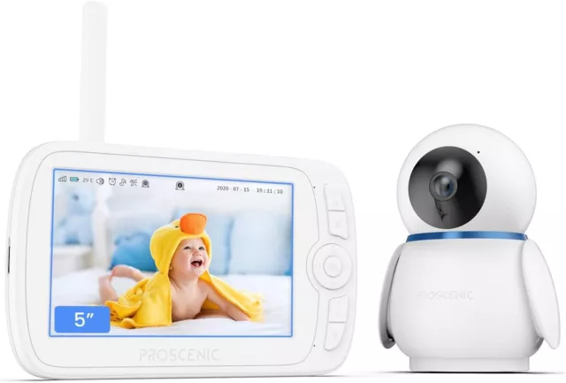 Proscenic BM300 Baby Monitor, 5’HD Video Baby Monitor with 1080P Camera