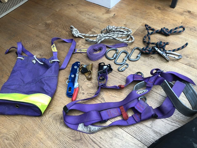Petzl Dragon various belay descenders harness caribiner ropes etc see pics