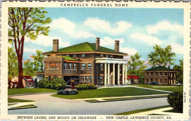 NEW CASTLE, PENNSYLVANIA - Campbell's Funeral Home - 1946 Vintage Linen ...