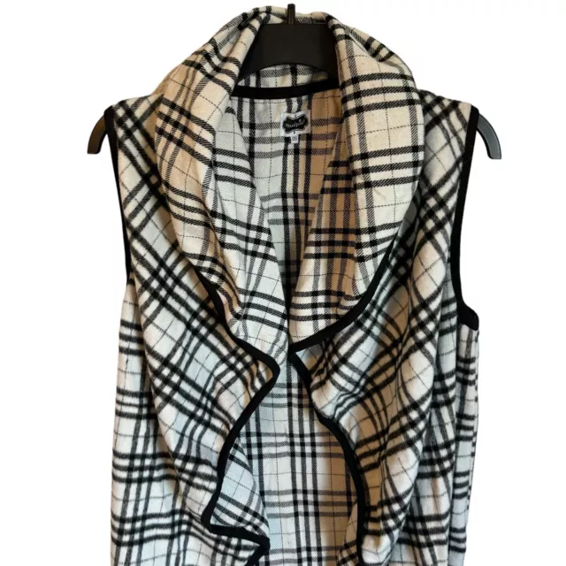 Mud Pie Women Checkered Open Vest Cover One Size Black Multi Women 3