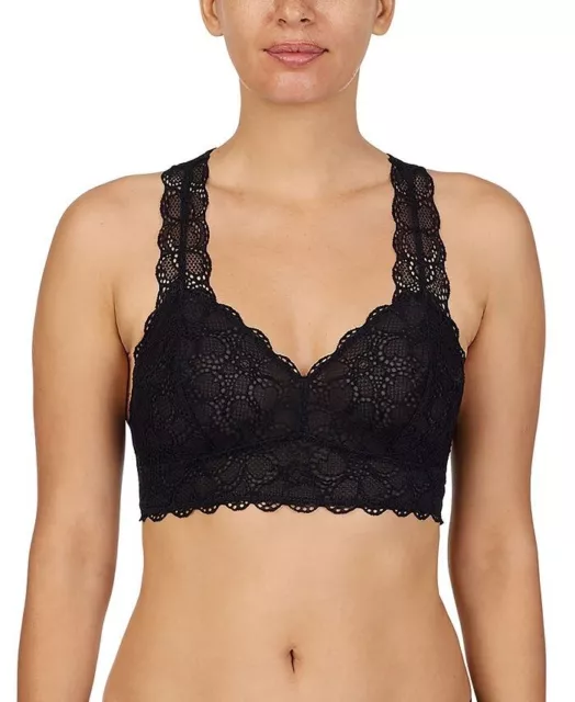 NWT! DKNY Women's Sz M Superior Lace Wire Free Racerback Bralette DK4522 Black