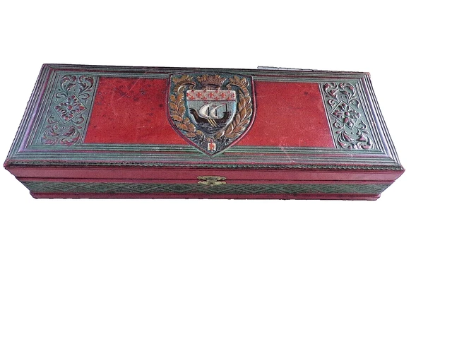 ANCIEN COFFRET BOITE A Cigares Jeu De Cartes Blason Armoiries