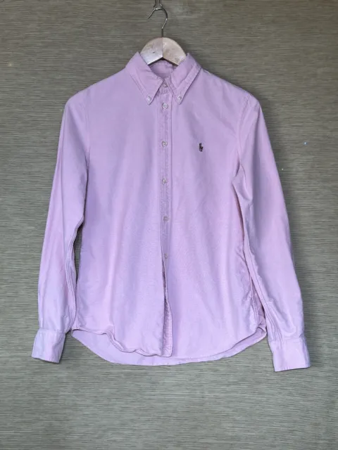 Ralph Lauren Shirt Women's Size M Pink Long Sleeved Slim Fit Cotton