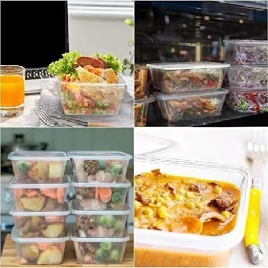 Plastic Food Containers with lids Takeaway Microwave Freezer Safe Storage Boxes