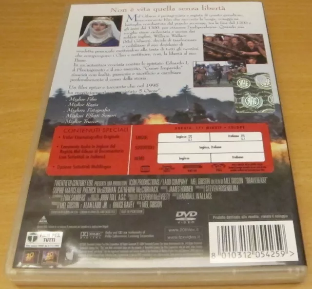 Braveheart - Mel Gibson - Sophie Marceau - DVD - Imbustato - PERFETTO! 2