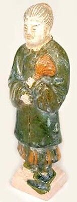 Ming China Sancai Statuette Antique 15thC Color Statuette Female Housecleaner LG 3