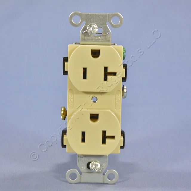 Hubbell Bryant Ivory COMMERCIAL Duplex Receptacle Outlet 20A 125V Bulk CR20-I