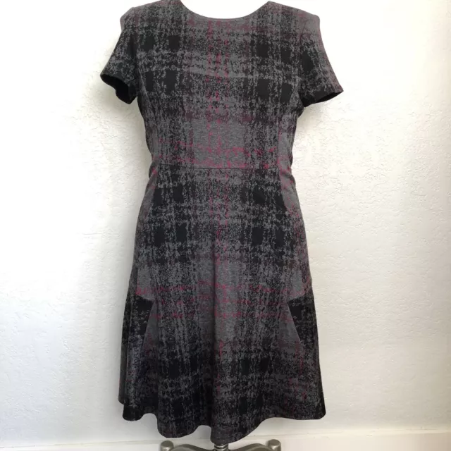 Betsey Johnson Dress Womens 10 Gray Flannel Plaid Lined Knee Length Dress