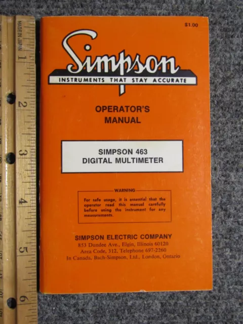 Simpson Digital Multimeter Model 463 Operator's Manual ~ c. 1979 ~ Original