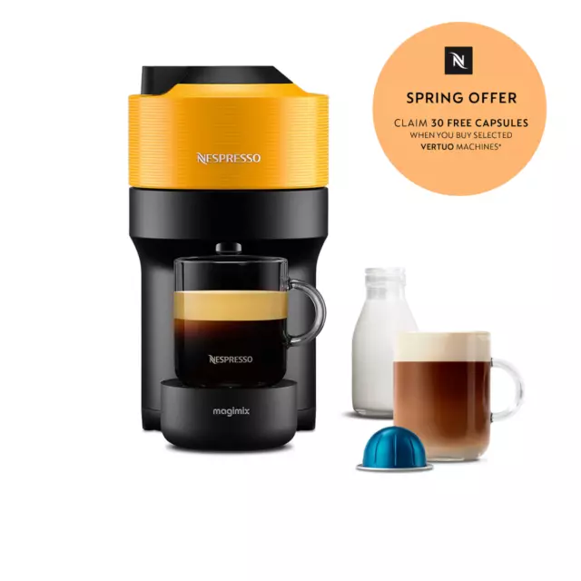 Nespresso Vertuo Pop Pod Coffee Machine by Magimix - Mango Yellow