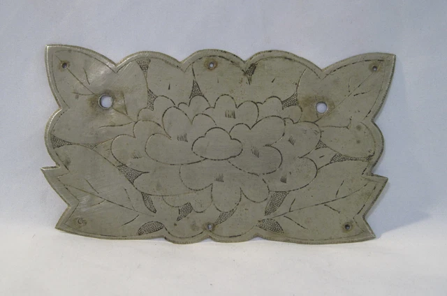 Ancient Korea.Joseon Dynasty .Hand Carved White Copper Decoration peony flower 3