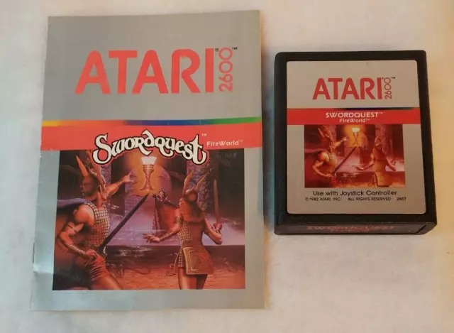 Atari 2600 SWORDQUEST Fireworld   With Instruction Book AUTHENTIC From 1982