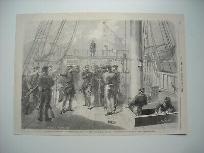Gravure 1861. Guerre De Secession. Le Lieutenant Du San Jacinto, A Bord Du Trent