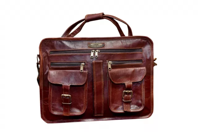 20 " Neuf Cuir Vintage Épaule Bureau Marron Sac à Main Messager Femme Portable