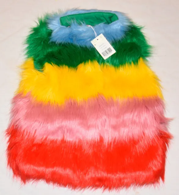 Mini Boden Faux Fur Vest Rainbow NWT New 6-7
