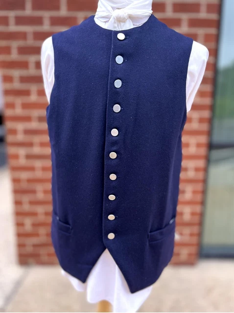 Revolutionary War 18th Century Dark Blue/Navy Blue Wool Waistcoat All Sizes