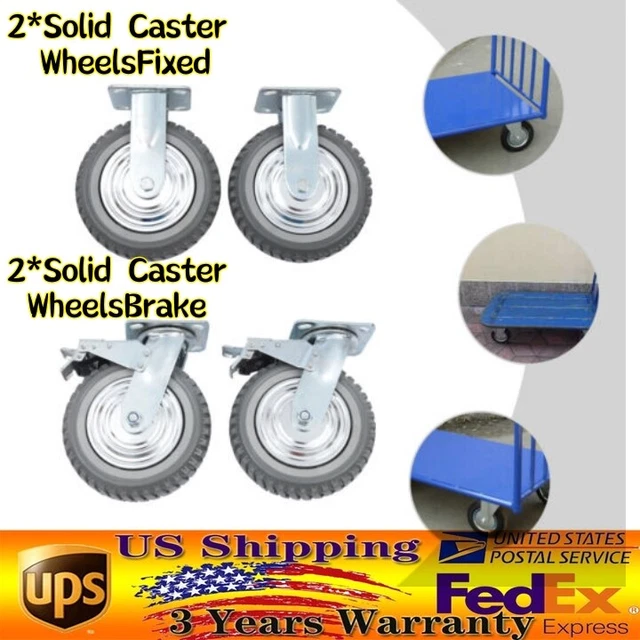 Abrollwerk Roulettes pivotantes de 125 mm de charge lourde, jante en aluminium, polyuréthane, diamètre 125 mm, charge lourde, double roulement à billes, charge dynamique 500 kg (lot de 4 avec 2 à Abrollwerk Roulettes pivotantes de 125 mm de charge lourde, jante en aluminium, polyuréthane, diamètre 125 mm, charge lourde, double roulement à billes, charge dynamique 500 kg (lot de 4 avec 2 à
