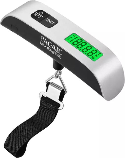 Digital Luggage Scale, Backlit LCD Display, Portable, Hanging Scales, 110 lbs