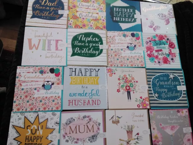 30 Square Family Cards, Wholesale Joblot Greetings Cards