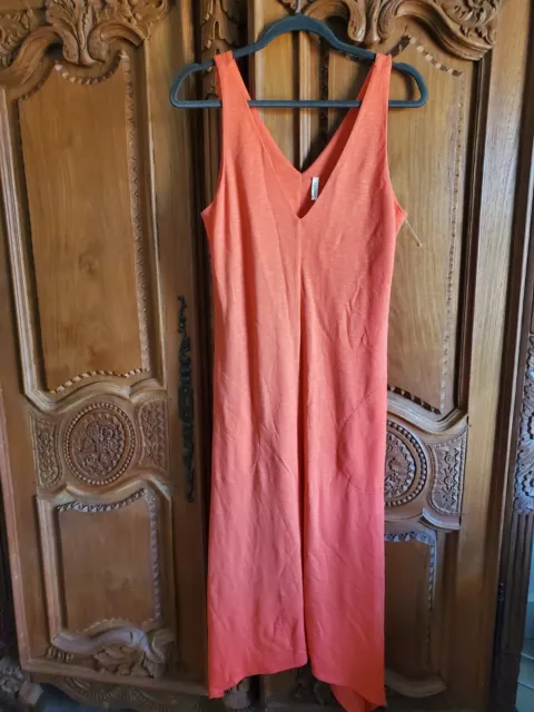 Lanston Asymmetric Midi Knit Coral Dress With Pockets Size Xs