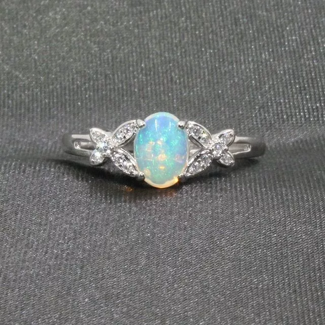 Bague Argent 925 Opale Australienne naturelle pierre précieuse fiançailles