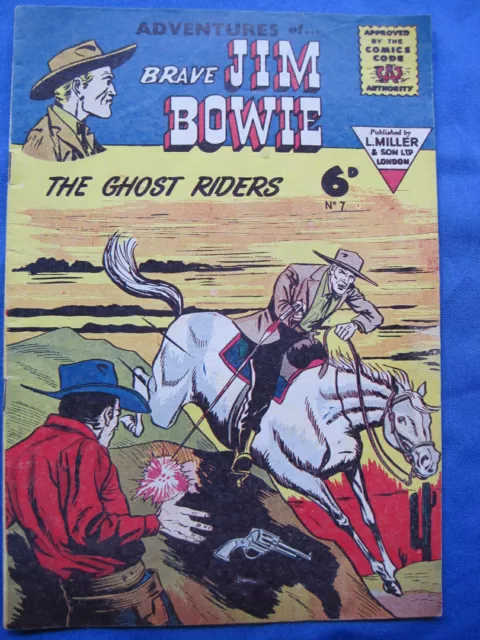 Adventures of Brave JIM BOWIE COMIC  No. 4 - 1950s L. Miller & Son - UK . VG+/FN