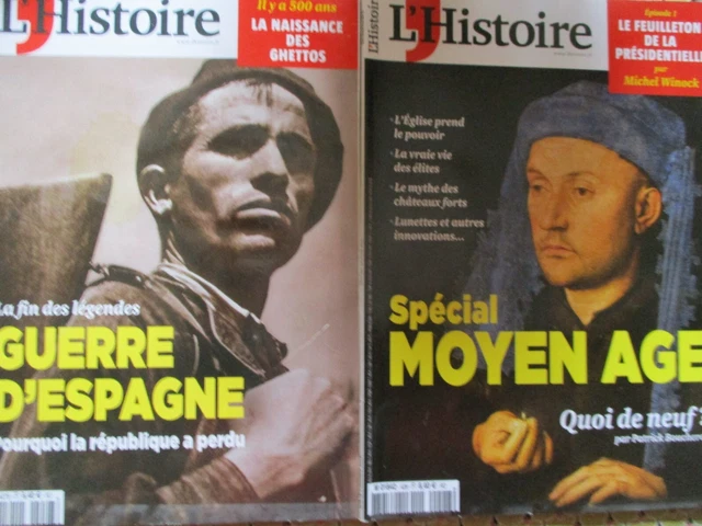 LOT 2 REVUES L'HISTOIRE / Guerre d'ESPAGNE, spécial MOYEN ÂGE, les