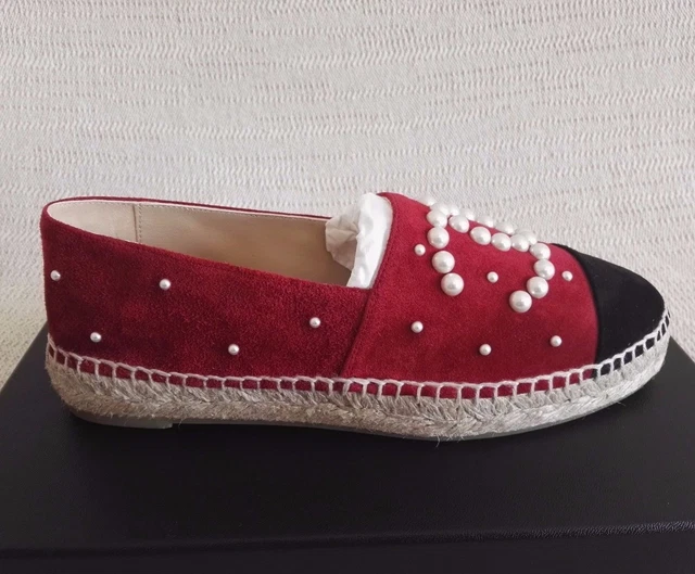 CHANEL ESPADRILLES RED Rosso Suede 38 7 Pearl 17B Flats Shoes Spring Cc EUR 639,08 - PicClick FR CHANEL ESPADRILLES RED Rosso Suede 38 7 Pearl 17B Flats Shoes Spring Cc EUR 639,08 - PicClick FR