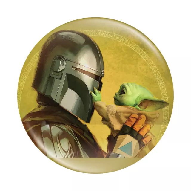 Mandalorian & Grogu Button Badge 58mm (2.25") Star Wars Baby Yoda Pin Back Badge