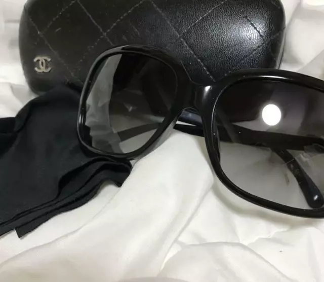 AUTH CHANEL CC White Bow Black Sunglasses 5171-A c.501/3C 60 17