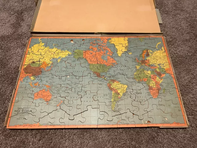VINTAGE RAND MCNALLY Map Puzzle Wood Joseph Straus 345 ON PLYWOOD $18.