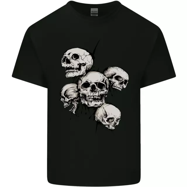 5 Skulls Demons Biker Gothic Heavy Metal Kids T-Shirt Childrens