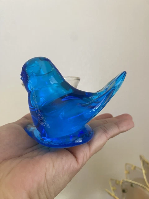 Bluebird Of Happiness Art Glass With Votive