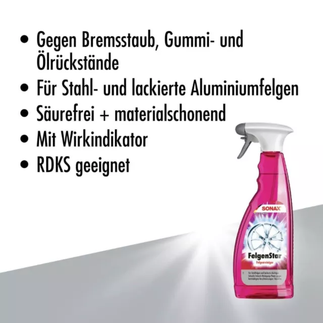 Sonax Nettoyant de Jante 750ml Felgen-Reinigung Spray Alufelgen-Reiniger Soins 3