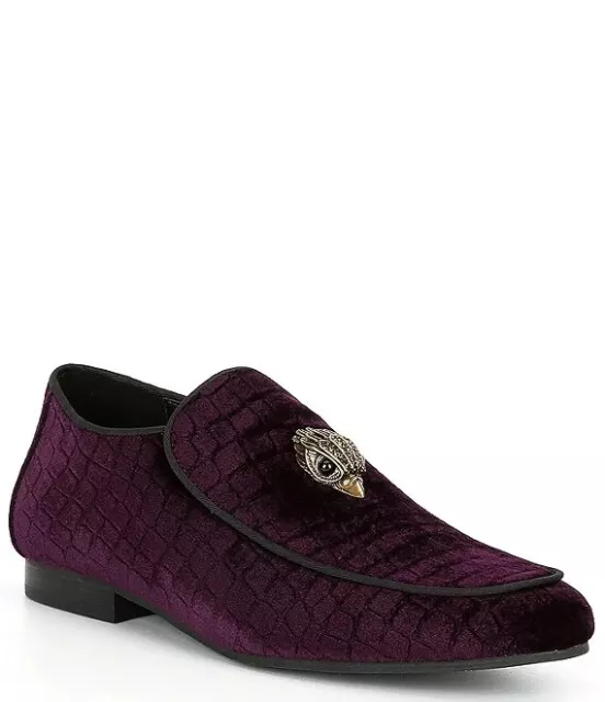 Kurt Geiger London Men's Hugh Eagle Head Quilted Velvet Loafers 10.5