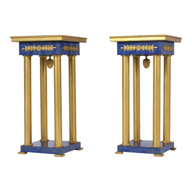 Pair of French Lapis Lazuli Empire Pedestals