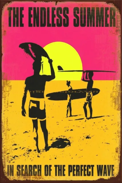 THE ENDLESS SUMMER SURFING Vintage Retro Rustic Garage Décor Man Cave Metal Sign