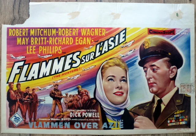 belgian poster guerre war, THE HUNTERS, ROBERT MITCHUM, ROBERGT WAGNER, AVIONS