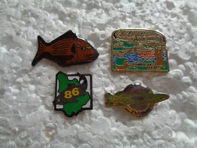 Job lot of 4 Fishing related metal lapel pins