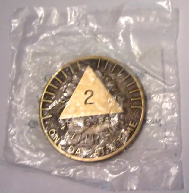 Alcohólicos Anónimos AA 2 Años Medallón de Bronce Sol Ficha Moneda con Chip