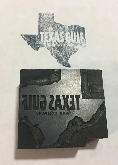 Vintage Printing Block Texas Gulf Tank Company 2 1/4" x 2"