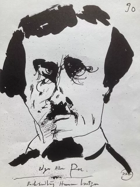 Horst Janssen, "Edgar Allan Poe", große Zinkographie, handsigniert, datiert