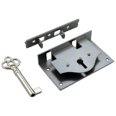 Small Half Mortise Steel Lock for Chest or Box Lid w/Skeleton Key | S-10
