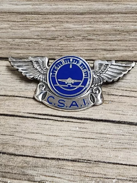 C.S.A.I Rare Aviation History Pin WWII Era Wings Pin Badge Immigrant Aid Pilot