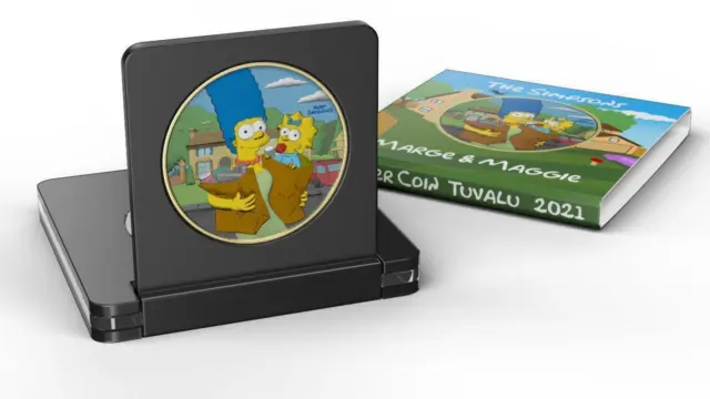 2021 Tuvalu $1 "The Simpsons-Marge & Maggie Day" 1 oz Silver Coin
