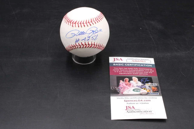 Pete Rose Signed Rawlings OML Baseball Inscribed 4256 Autograph JSA COA D8711
