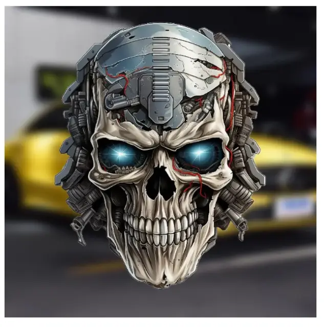 Totenkopf 3D Aufkleber Skull Sticker Auto Motorrad Schädel Chrom schwarz  Bad car