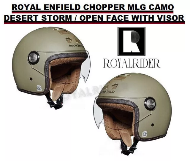 Pour Royal Enfield "CHOPPER MLG CAMO HELMET-DESERT STORM / OPEN FACE AVEC...