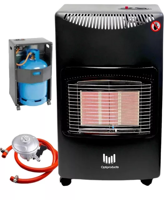 New 4.2Kw Portable Home Heater Butane Fire Calor Gas Cabinet With Regulator Hose 3